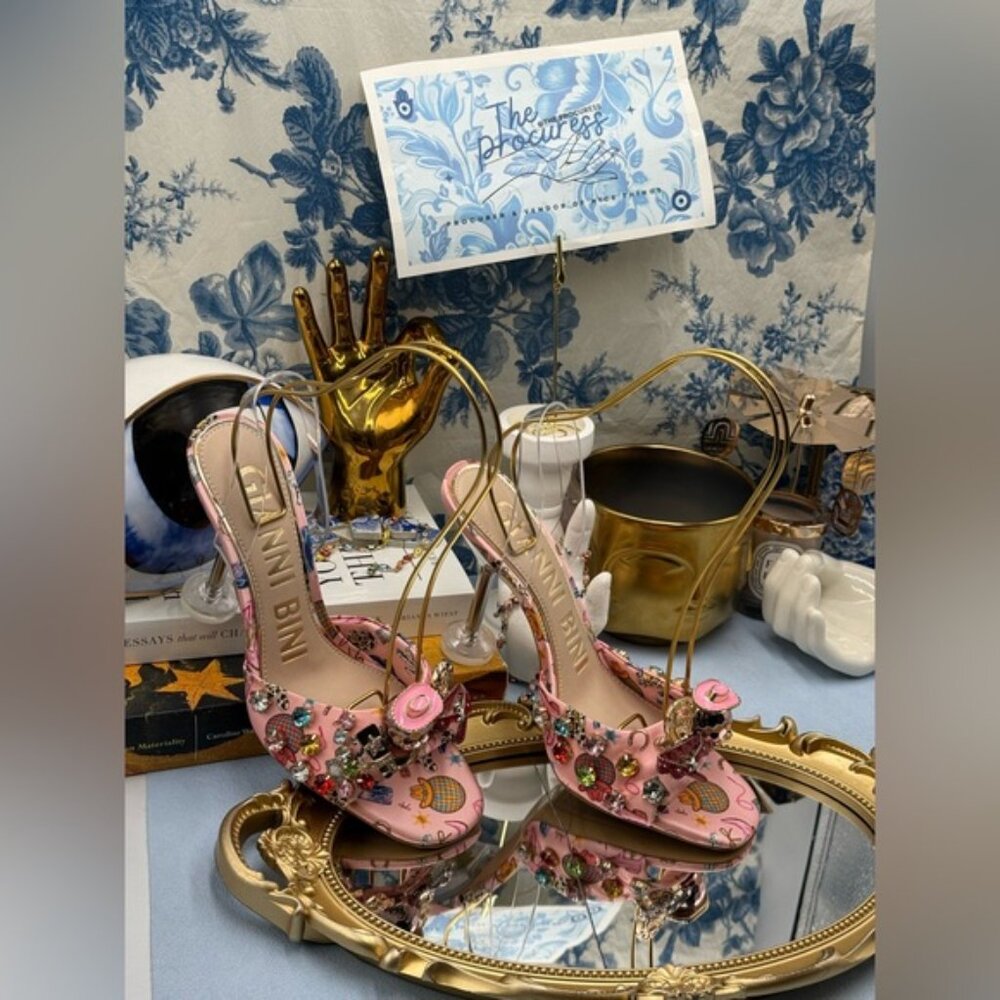 🆕 GIANNI BINI 🧿 NWOB Maddie Printed Rodeo Martini Heel Sandals, Pink - Sz 8.5 - Picture 2 of 16